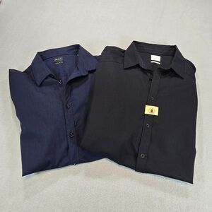 J.B. Holt Men’s Button Up Shirt Lot XL Navy Blue Black Long Sleeve Dress Casual